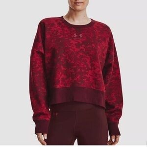 Under Armour Women's UA Rival Fleece Camo Crew Pull-over Sweatshirt Large Red
